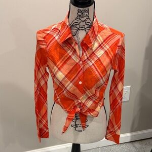 NWOT Ralph Lauren Orange Plaid Button-Down Shirt